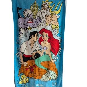 Disney Blue Vintage Little Mermaid Towel Ariel Eric Ursula Triton Flounder